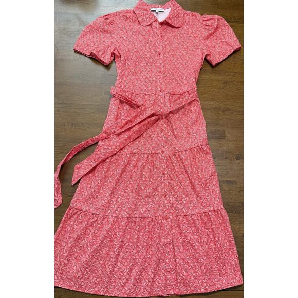 Taylor Tillman Chloe Midi Shirt Dress Amalfi Coast Red White Size XS - Picture 1 of 4